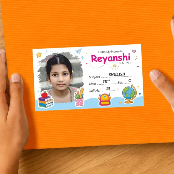 Name Sticker for School Books & Copies, Notebook Stickers Name Slip for Students with Your Kids Customise Photo